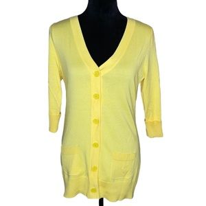 89th & Madison Long Yellow Cardigan Sweater